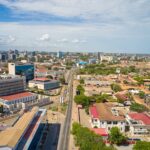 A traffic flow in Accra central, Ghana