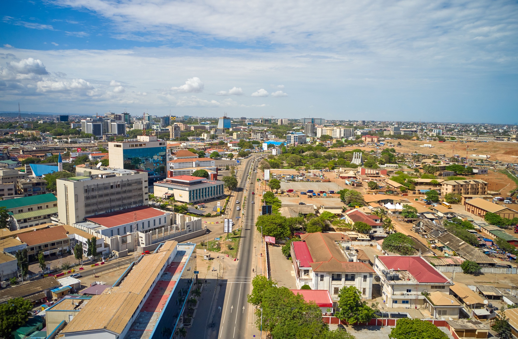 A traffic flow in Accra central, Ghana