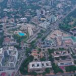 Aerial shot of the city of Accra in Ghana during the day
